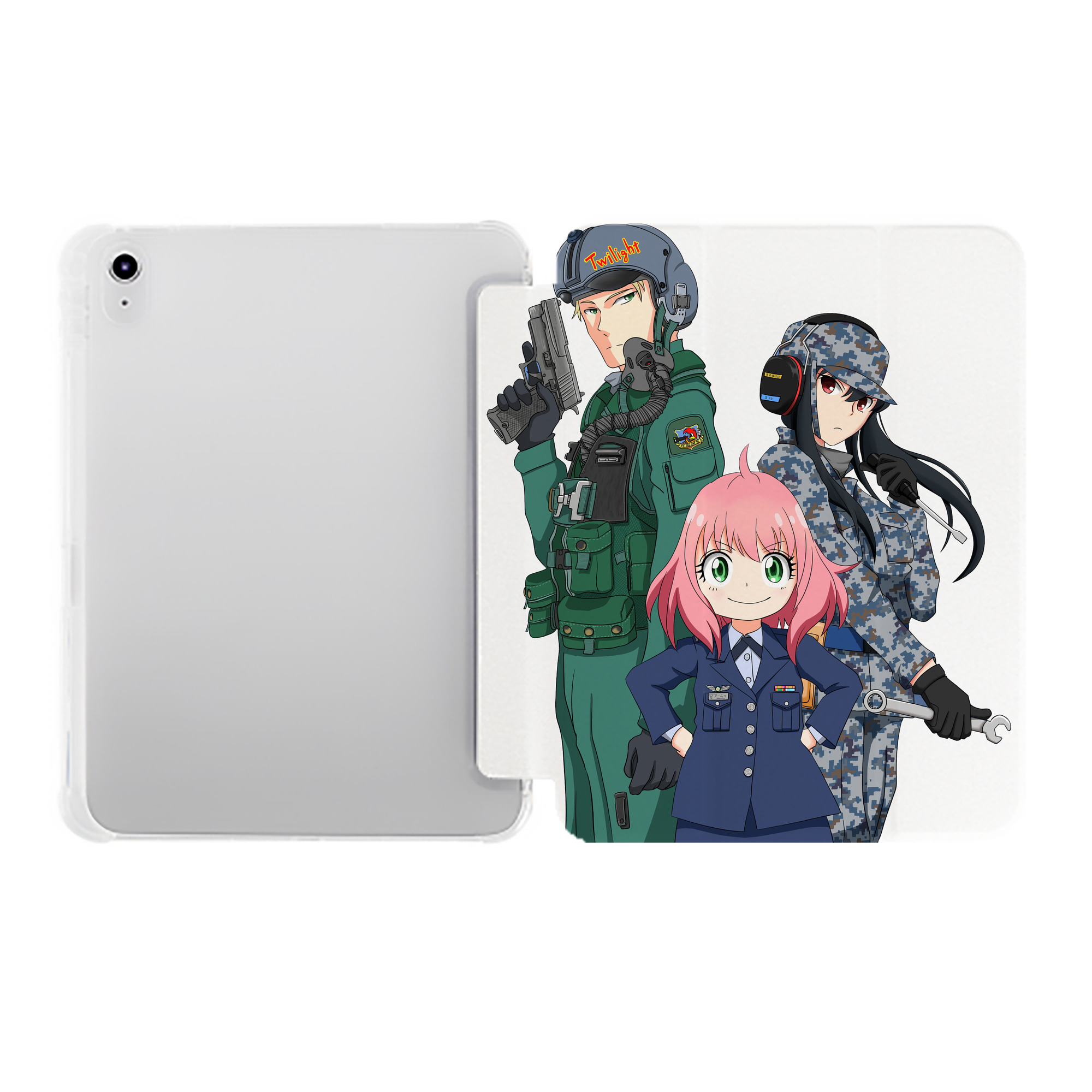 （画像用） SPY×FAMILY间谍家家酒 IPad ケース ペン収納付き 三つ折りスタンド PUレザー×シリコン 対応機種9.5/10.5/10.9インチ